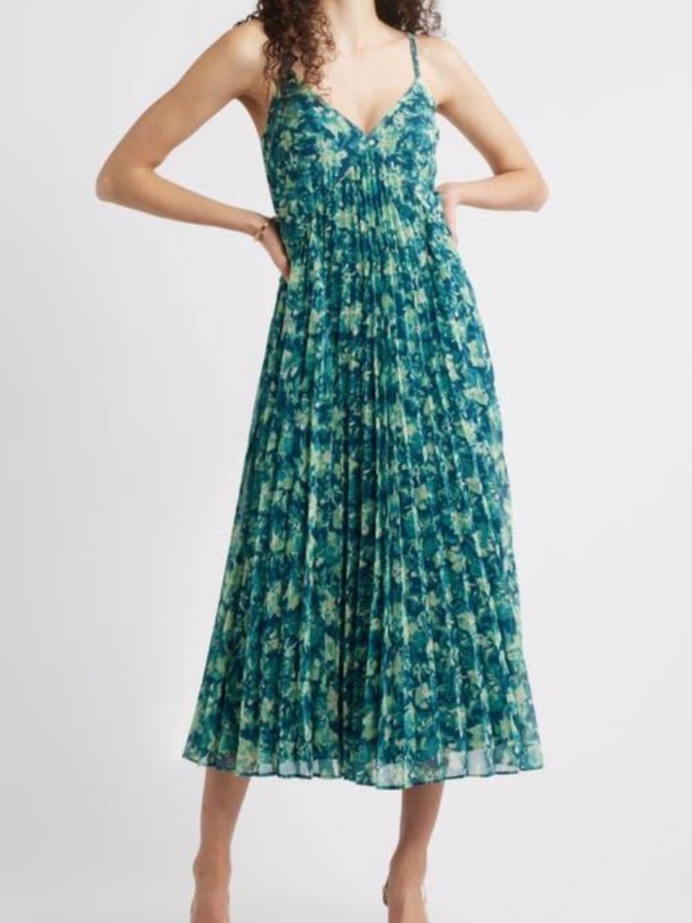 Nordstrom Brand Chelsea28 - Becca Floral Pleated Midi Sundress - Size 18